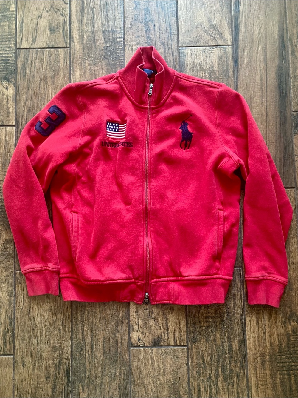 Polo by Ralph Lauren Big Pony #3 Flag Red Kids Full-Zip Fleece Jacket